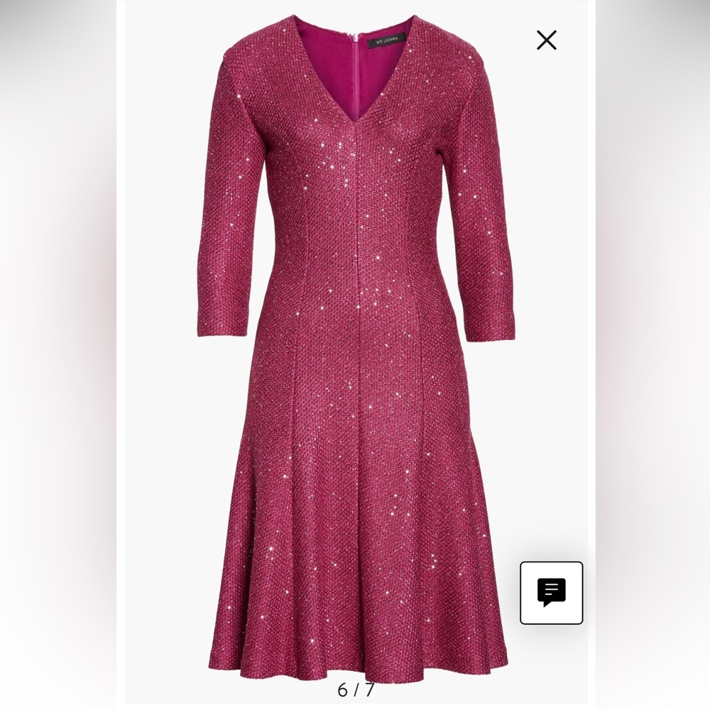 St. John luxe sequin knit fit and flare dress. Shortened.